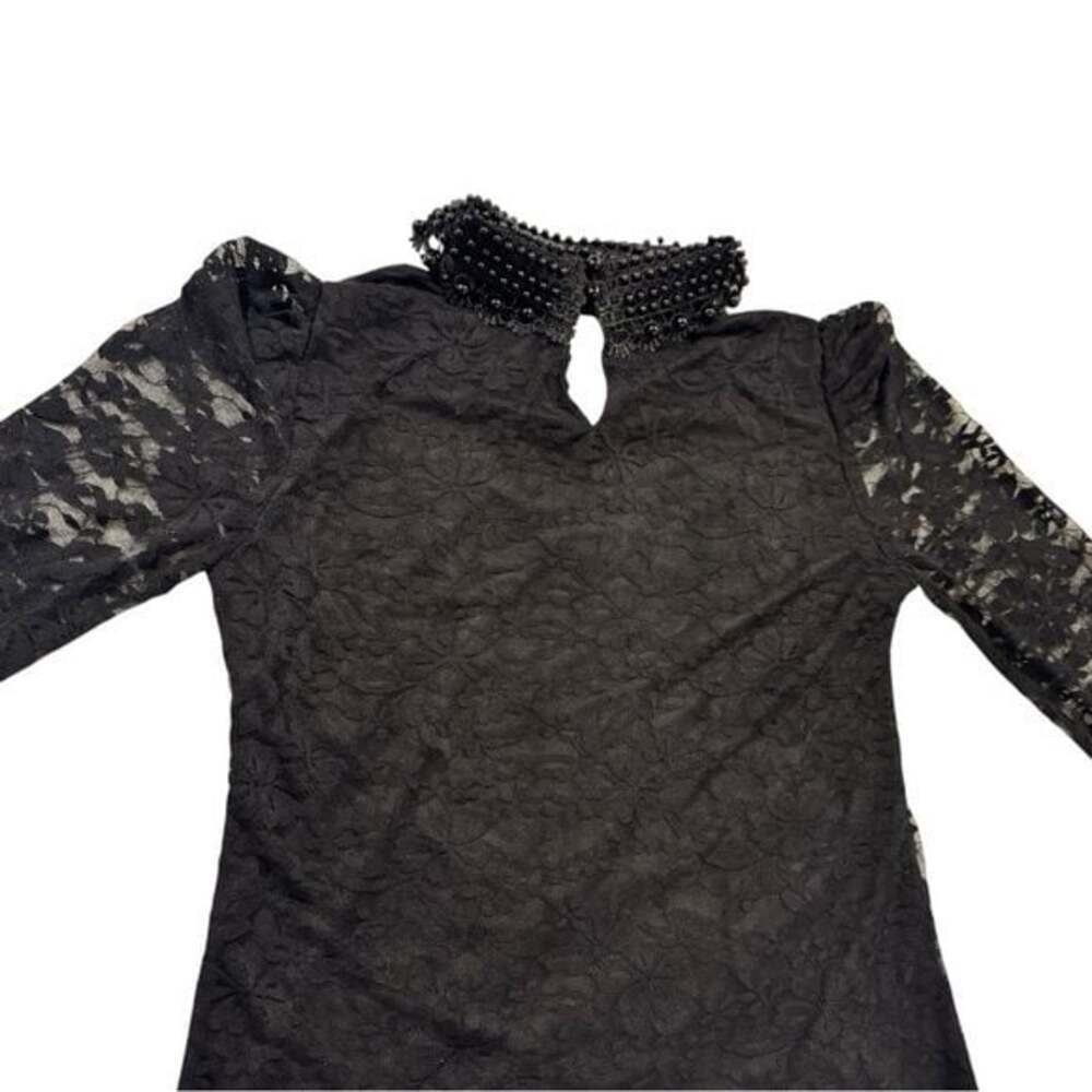 Elegant Black Lace Long Sleeve Blouse - Picture 2 of 14